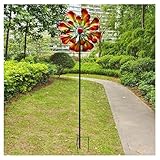 Windrad Garten 205cm Groß Windspiele für Draußen Stehend Blossom - Metall - Groß Windrad Balkon für Terrasse und Garten