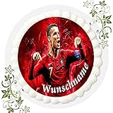 Fussball + Wunschname Tortenaufleger Tortenbild Geburtstag Fondant Ø 20cm Ronaldo Fussball Nr. 43