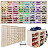 KRUZZEL Sammlervitrine Holz zu 80 Fächen 78,5 x 40 x 4,5 cm - Setzkasten Holz für Ihre Sammlung - Organisation Schaukasten für Autos - Matchbox Regal - Spielzeugauto Sufbewahrung 20233