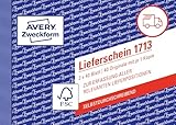 AVERY Zweckform 1713 Lieferschein speziell für Österreich (A6 quer, 2x40 Blatt, selbstdurchschreibend mit farbigem Durchschlag, zur Erfassung aller relevanten Lieferpositionen) weiß/ gelb