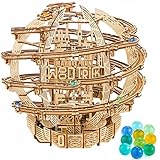 Wood Trick Kugelbahn aus Holz, elektrisch motorisiert, 3D-Holzpuzzles für Erwachsene und Kinder zum Bauen – 43,2 x 40,6 cm – Marmor-Labyrinth-Holzmodellbausätze für Erwachsene und Jugendliche zum