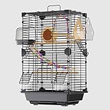 Vogelkäfig Wellensittich, Vogel Käfig, mit Tragegriff, for Kleine Mönchssittiche, Nymphensittiche, Sonnenpapageien, Grünfinken(Black)
