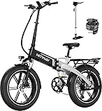 HITWAY E Bike 20 * 4,0 Zoll Fettreifen Elektrofahrrad, Offroad E-MTB Reichweite 60-120km, Klapprad E-Fahrrad mit 48V 13Ah Akku, 7-Gang, 250W Motor Faltbares E-Bike für Erwachsene