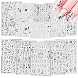 MXTIMWAN 10 Blatt Nagelsticker, Nagelsticker Selbstklebend, Weiß Schwarz Blumen Nail Art Sticker, Nagelaufkleber für Frauen, Mädchen, Nagelzubehör, Festival Geschenk