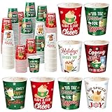 Layhit Weihnachtliche Eierlikör-Pappbecher, 237 ml, kleine Größe, Einwegbecher für Kalt- und Heißgetränke, Großpackung für Weihnachten, Urlaub, Party, Bar, Trinkgeschirr