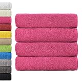 NatureMark 4er Pack Duschtücher, Größe 70x140cm, Pink, 100% Baumwolle