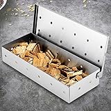 2 Stück Räucherbox, 22 × 9.7 × 4.3cm Edelstahl Räucherbox Gasgrill, Grill-Smoke Box, Grill Räucherkasten, Grillzubehör für Elektrogrilll, Grill und BBQ(Silber)