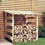 Myheimly Pergola mit Dach Unterstand Überdachung Kaminholzregal Brennholzregal Feuerholzregal Garten 100x90x100 cm Imprägniertes Kiefernholz