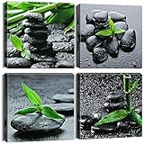 Sungeek 4 Teilig Leinwandbilder mit Holzrahme, Leinwanddruck Bilder 30x30cm, Moderne Wandbilder Kunstdruck Wand Dekoration für Wohnzimmer Schlafzimmer Esszimmer Home Büro (Stein)
