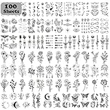 LEADTEAM 100 Blätter Fake Tattoos, Temporäre Tattoos Klebetattoos Erwachsene 3D Wasserdicht Tattoo, Mädchen Arm Tattoo Aufkleber Tatoos Aufkleben Frauen