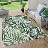 Paco Home Outdoor Teppich Wetterfest Flur Balkon Palmen Dschungel Florales Boho Muster Grün, Grösse:160x230 cm, Farbe:Grün