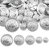 KiKiHong 50 Stück Knöpfe Silber,Knöpfe aus Metall,5 Größen,15 mm,18 mm,23 mm,25 mm,30 mm, Metallknöpfe zum Dekorieren von Anzügen,Jacken,Mänteln