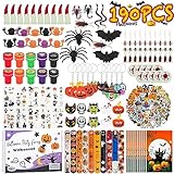 Withosent 190 Stück Halloween Party Mitgebsel Kindergeburtstag, Halloween Deko Party Spielzeug Zubehör mit Geschenke Box, Pinata Füllung Spinne Fledermaus Augen Fingerlinge Tattoo für Kinder