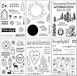 Silikonstempel Weihnachten Deutsch, 6 Blätter Clear Stamp Weihnachten, Frohe Weihnachten Stempel, Silikonstempel Winter, Clear Stempel Set für DIY Bullet Journal Scrapbooking Fotoalbum