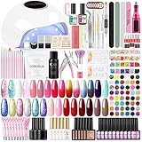 COSCELIA UV Nagellack Set mit UV Lampe, Thermo UV Nagellack Set für 24W UV/LED Lampe, Top Coat, Base Coat für Nail Art Salon zu Hause, Gel Nail Polish Perfekt für Anfänger