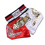 Fight in Style Anotherboxers bequeme Uni-Muay-Thai-Box-Shorts, die Sie während des Spiels kühl hält, Rot/Weiß, XL