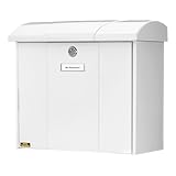 Burg-Wächter Briefkasten mit aufklappbarem Regendach, A4 Einwurf-Format, EU Norm EN 13724, Verzinkter Stahl, Olymp 916 W, Weiß