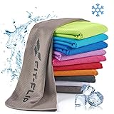 Fit-Flip Kühlendes Handtuch - Ice Cooling Towel und mikrofaser Kühltuch – kühlende Handtücher für Nacken und Hals - Airflip cool Towel für Fitness und Sport - Kühlhandtuch (grau, 100x30cm)