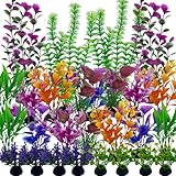 27 Stück Plastikpflanzen Dekoration Fuer Aquarium PVC KüNstliche Aquarium Deko Bunt KüNstliche Wasserpflanzen Geeignet für die Dekoration Von Wassertanks zu Hause und Im Büro