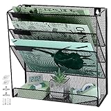 ideallife 4 Fächer Zeitschriften Wandhalter aus Metall, Zeitschriftenhalter Wand, Prospektspenderset und Wandablagefächer für Büro Organizer & Ablage, Schwarz