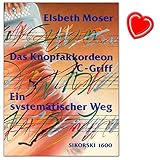 Das Knopfakkordeon C-Griff - Ein systematischer Weg - Ein Lehrweg auf dem Knopfakkordeon C-Griff von Elsbeth Moser - mit bunter herzförmiger Notenklammer