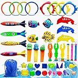 NINGESHOP 45 Stück Tauchspielzeug Set für Kinder, Tauchspielzeug Tauchringe Kinder Set Poolspielzeuge Poolparty Geschenk, Wasserspielzeug Kinder,Schwimmbad Spielzeug,Mädchen Junge 5-12 Jahre