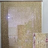 Bambus-Perlenfadenvorhang für Tür, Wand, Fenster, Raumteiler, Dekoration, Beige, 120 x 200 cm, ideal für Wohn- und Schlafzimmer, Privatsphäre, 90 Stränge