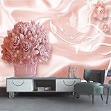 XLMING Rosa Rosen Seide 3D Tapete Home Esszimmer Sofa Schlafzimmer Wohnzimmer TV Hintergrund Wand-150cm×105cm