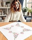 KAMACA Stickpackung Plattstich Stielstich vorgezeichnet Baumwolle komplettes Stickset mit Stickvorlage Stickerei-Kit zum Selbersticken Erwachsene (Blumen Sinfonie MD 80x80 cm)