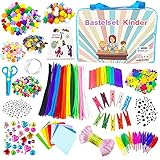 1600 Stück Bastelset Kinder DIY Kunsthandwerk Bastelkoffer Bastelbedarf zum basteln Pfeifenreiniger Kulleraugen Perlen Kreativ Scrapbooking Bastelset für Mädchen Jungen 4 5 6 7 8 Jahre Geschenke