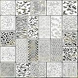 OOTSR 24 Stück Verkleidung Schablonen Set zum Basteln, Geometrische Malschablonen Wiederverwendbar Schablonen Kunststoff Schablone für Holz Wand Deko