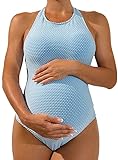 Cenei Einteiliger Strand-Bikini-Badeanzug Hellblau L