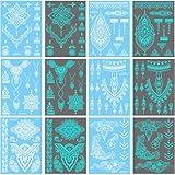 6 Blätter Mandala Blume Temporäre Tattoo, Erwachsene Leuchtende Temporäre Tattoos, Finger Fake Vorlagen India Lotus, Für Frauen,Festival,Tattoos Festival,Klebe Erwachsene.