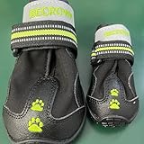 Becrowm Hundeschuhe, Sportschuhe für kleine und große Hunde, wasserdichter Stoff, für Regen, Schnee, Schlamm, Größe 42 (Schwarz, Nr. 5 (Breite 6,5 cm) für 20–25 kg