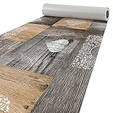 ANRO Küchenteppich Läufer Küchenläufer Teppichläufer Bodenläufer Holz Braun Herz Liebe Abwaschbar 180x50cm
