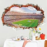 WandSticker4U®- 3D Wandtattoo FUSSBALL STADION I Wandbild: 90x60 cm I Wandsticker Football ARENA Spielfeld Tür-Aufkleber Poster I Wand Deko für Kinder-Jugend-zimmer Junge Teenager COOL