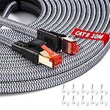 YIIFELL LAN Kabel 10Meter Cat 8 Netzwerkkabel, 40Gbps Ethernet Kabel 2000MHz S/FTP RJ45 Kabel Nylon Internetkabel Lankabel für Router, Switch, Modem, Laptop, PS5/PS4, Smart TV, Xbox