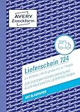 AVERY Zweckform 724 Lieferschein (A6, 2x50 Blatt, mit einem Blatt Blaupapier und einem blanko Durchschlag, zur systematischen Erfassung aller relevanten Lieferpositionen) weiß, 1 Stück