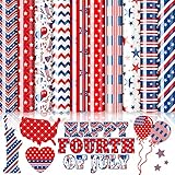 Whaline Patriotisches Wärmetransfer-Vinyl zum Aufbügeln, Vinyl, rot, blau, weiß, amerikanische Flagge, HTV, selbstklebend, Vinyl, für Unabhängigkeitstag, Kleidung, Kostüm, DIY, Stoff, Handwerk, 24 x