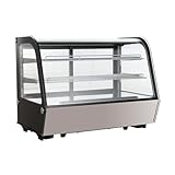 GastroHero Kühlvitrine 160 Liter I Buffet Vitrine +2 °C und +6 °C mit LED I Kühlvitrine Gastro schwarz I Kühltheke mit Glastür & Umluft I abschließbar