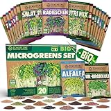 ZenGreens® - Bio Sprossensamen im 20er Set - Keimsprossensamen - leichte Zucht im Sprossenglas oder Anzuchtschale - Großpaket - 20 verschiedene Sorten - Microgreens Samen Mix - 20er Set