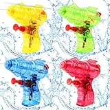 Mini Wasserpistole für Kinder,4 Stücke Wasserpistole klein transparent,Wasserspritzpistole klein Sommergeschenke Schwimmbad Strand Pool Outdoor Wasser Kampf Spielzeug Kinder