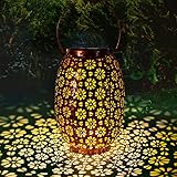 Solarlaterne für Außen, Vintage Metall Solarlampen für Außen Warmweiß, IP65 Wasserdicht Hängend Garten Deko Solarleuchten/LED Solar laterne für Außen Veranda Rasen Hof