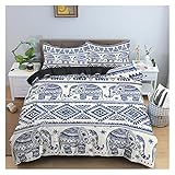 zlw-shop Bohemian Bettwäsche-Set, 2/3-teilig, Retro, bedruckt, Mikrofaser, ethnischer Stil, 3D, Vintage-Stil, mit 2 Kissenbezügen