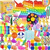 Chennyfun Stressabbau Spielzeug Set, 80Pcs Sensory Zappeln Anti Stress Spielzeug-Infinity Cube Sensorisches, Einhorn Fidget Toys Für Kinder Und Angst Mit Angstlust, Autismus Und ADHS