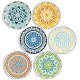 AHX Teller Set - Dessertteller Frühstücksteller- Flache Kuchenteller Salatteller 6er Set - Porzellan Teller Bunt 20.3 cm