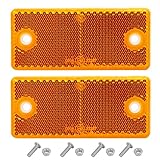 AGRISHOP Rechteckige Reflektoren Anschrauben,2Pack,90x40x8mm,mit E9-Prüfzeichen, Rückstrahler für Traktor Wohnwagen Streuscheibe Anhänger Katzenauge,Orange Eckige Reflektor (Orange/Eckige/2Pack)