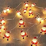 Eledreme lichterkette innen batterie, 2m 20 led Weihnachtsmann Weihnachtsdeko Lichtervorhang, Warmweiß weihnachtsbeleuchtung außen, für Party, Weihnachten, Balkon