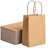 Pakomat Papiertüte 18x22cm 10 Stück, glatt braun Papiertragetaschen, Braun Geschenktüten mit Henkel, Geschenktüten, Einkaufstasche, aus Kraftpapier mit Griff, für und Party Feiern (1)