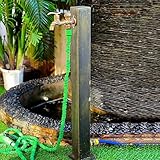 Wasserhahn für den Garten im Freien, Wassersäule für Standbrunnen mit Messinghahn, frostsicherer Hydrant mit Doppelhahn, Wasserspender, Aufhänger für Gartenschläuche(65cm)